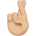 苹果系统里的交叉的手指、比心：中等浅肤色emoji表情