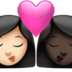 苹果系统里的亲吻: 女人女人较浅肤色较深肤色emoji表情