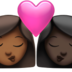 苹果系统里的亲吻: 女人女人中等-深肤色较深肤色emoji表情