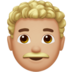 苹果系统里的男士：中浅肤色，卷发emoji表情