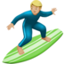 苹果系统里的男子冲浪：中浅肤色emoji表情