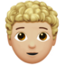 苹果系统里的人物：中浅肤色，卷发emoji表情