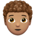 苹果系统里的人物：中等肤色，卷发emoji表情