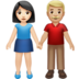 苹果系统里的男女牵手：浅肤色，中浅肤色emoji表情