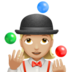 苹果系统里的女性杂耍：中等浅肤色emoji表情