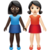 苹果系统里的女性牵手：深色肤色，浅色肤色emoji表情