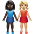 苹果系统里的女性牵手：深色肤色，中浅肤色emoji表情