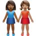 苹果系统里的女性牵手：中深色肤色，中肤色emoji表情