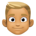 Facebook上的男士：中等肤色，金发emoji表情