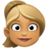 Facebook上的女性：中等肤色，金发emoji表情