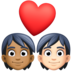 Facebook上的情侣: 成人成人中等-深肤色较浅肤色emoji表情