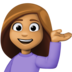 Facebook上的单手举起的人：中等肤色emoji表情