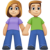 Facebook上的男女牵手：中浅肤色emoji表情