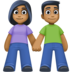 Facebook上的男女牵手：中深色肤色emoji表情