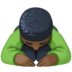 Facebook上的男人鞠躬：深色肤色emoji表情