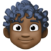 Facebook上的男士：深色肤色，卷发emoji表情