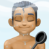 Facebook上的在潮湿的房间里的男人：中等深色肤色emoji表情