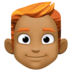 Facebook上的男士：中黑肤色，红发emoji表情