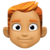 Facebook上的男士：中等肤色，红发emoji表情