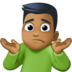 Facebook上的男人耸肩：中黑肤色emoji表情