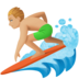 Facebook上的男子冲浪：中浅肤色emoji表情