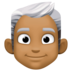 Facebook上的男士：中深色肤色，白发emoji表情