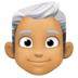 Facebook上的男士：中等肤色，白发emoji表情