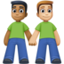 Facebook上的男士牵手：中暗肤色，中浅肤色emoji表情