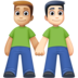 Facebook上的男士牵手：中浅肤色，浅肤色emoji表情