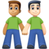 Facebook上的男士牵手：中等肤色，浅肤色emoji表情