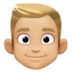 Facebook上的人物：中浅肤色，金发emoji表情