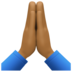 Facebook上的双手合十、祈祷的手：中等深色肤色emoji表情