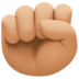 Facebook上的举起的拳头：中浅肤色emoji表情
