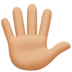 Facebook上的手指张开的手：中等浅肤色emoji表情