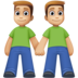 Facebook上的男士牵手：中浅肤色emoji表情