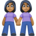 Facebook上的女性牵手：中深色肤色emoji表情