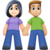 Facebook上的男女牵手：浅肤色，中浅肤色emoji表情