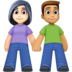 Facebook上的男女牵手：浅肤色，中肤色emoji表情