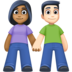Facebook上的男女牵手：中暗肤色，浅肤色emoji表情