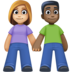 Facebook上的男女牵手：中浅肤色，深色肤色emoji表情