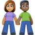 Facebook上的男女牵手：中等肤色，深色肤色emoji表情