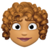 Facebook上的女性：中等肤色，卷发emoji表情