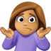 Facebook上的女人耸肩：中等肤色emoji表情