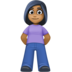 Facebook上的女性站立：中黑肤色emoji表情