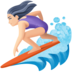 Facebook上的女子冲浪：浅肤色emoji表情