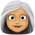 Facebook上的女性：中等肤色，白发emoji表情