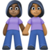 Facebook上的女性牵手：深色肤色，中深色肤色emoji表情