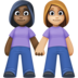Facebook上的女性牵手：深色肤色，中浅肤色emoji表情
