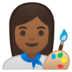 安卓系统里的女艺术家：中黑肤色emoji表情