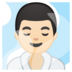 安卓系统里的在潮湿的房间里的男人：浅肤色emoji表情